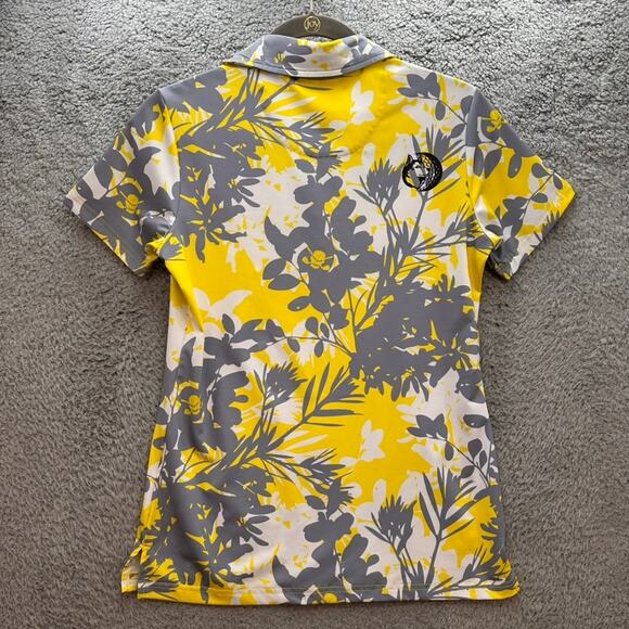 Tattoo Golf Aloha Collection Women's Small Short Sleeve Polo Yellow Gray Active - Picture 8 of 10